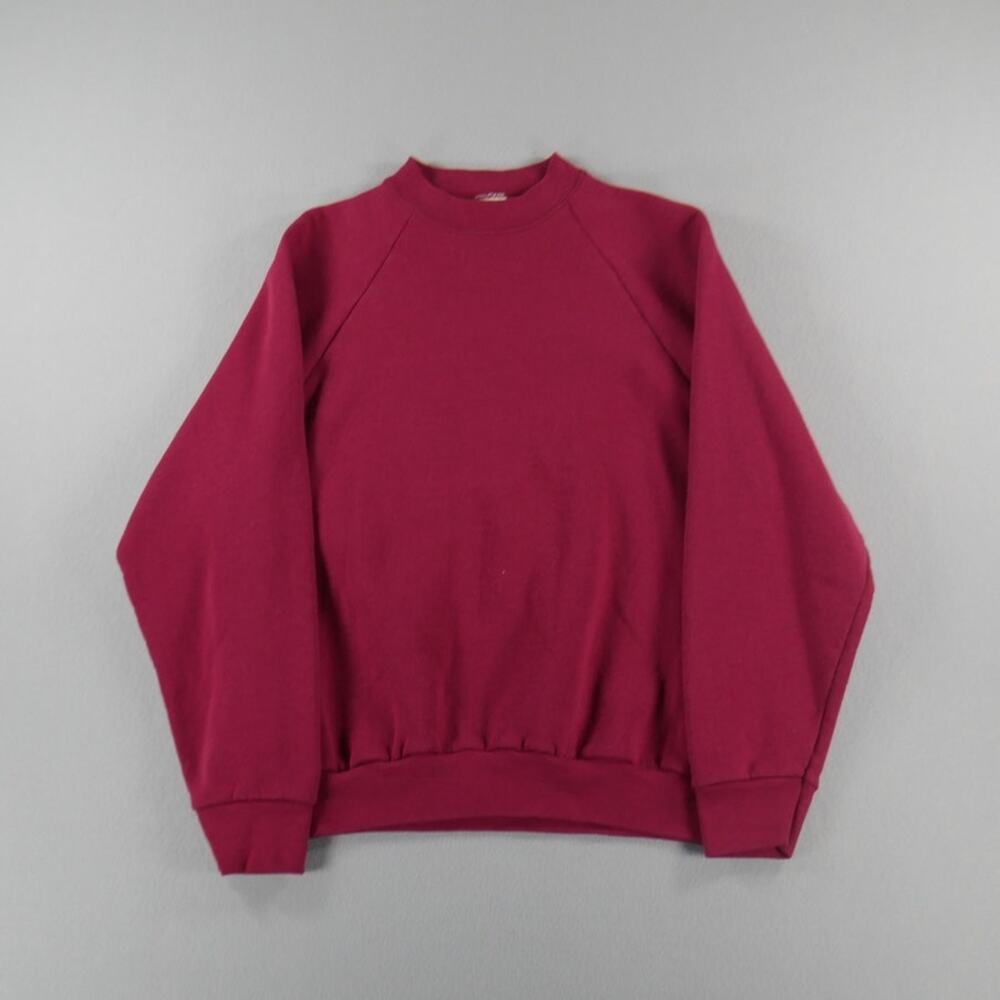 Vintage 90s Fruit Of The Loom Maroon Raglan Crewneck Mens Size Large Made In USA